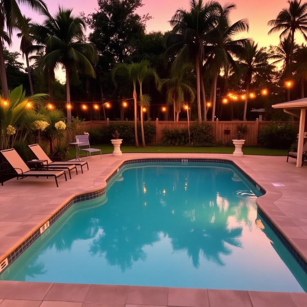 Saltwater House private pool at golden hour